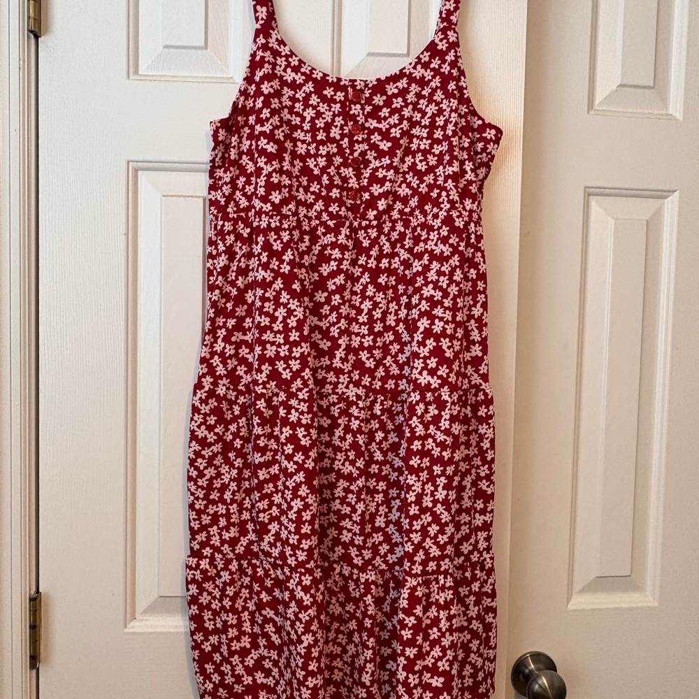 LuLaRoe Red and White Floral Top